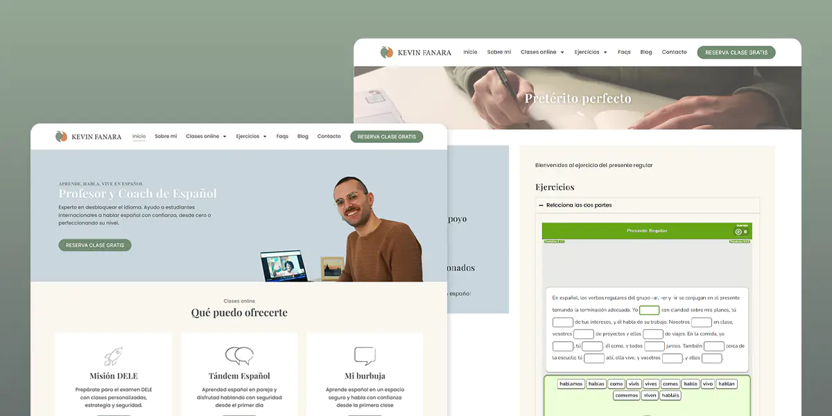 Proyecto de diseño WordPress de profesor freelance